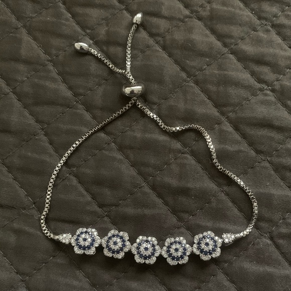 Adjustable Dark Blue Rhodium Bracelet - Picture 2 of 4